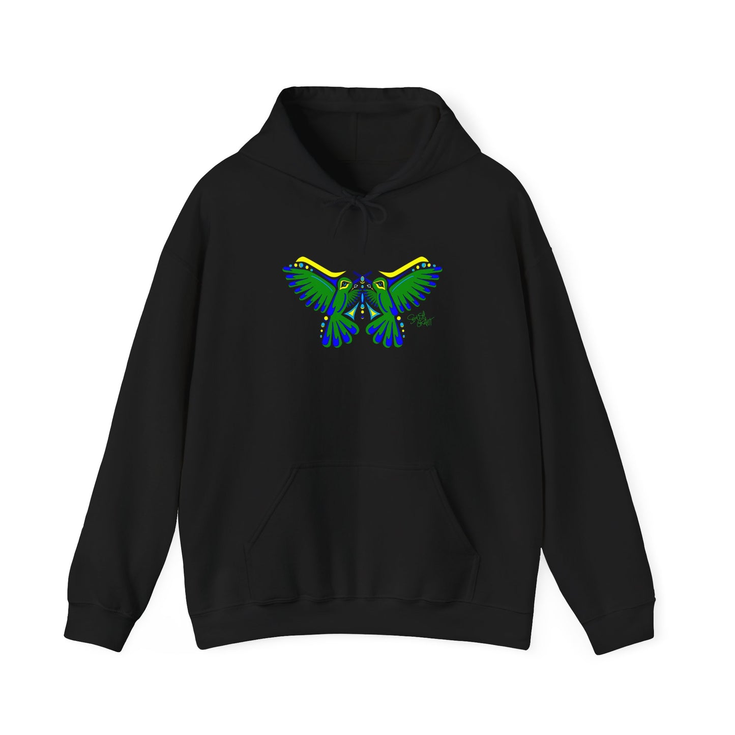 Hummingbird Green Butterfly Hoodie – Coast Salish Art for Women