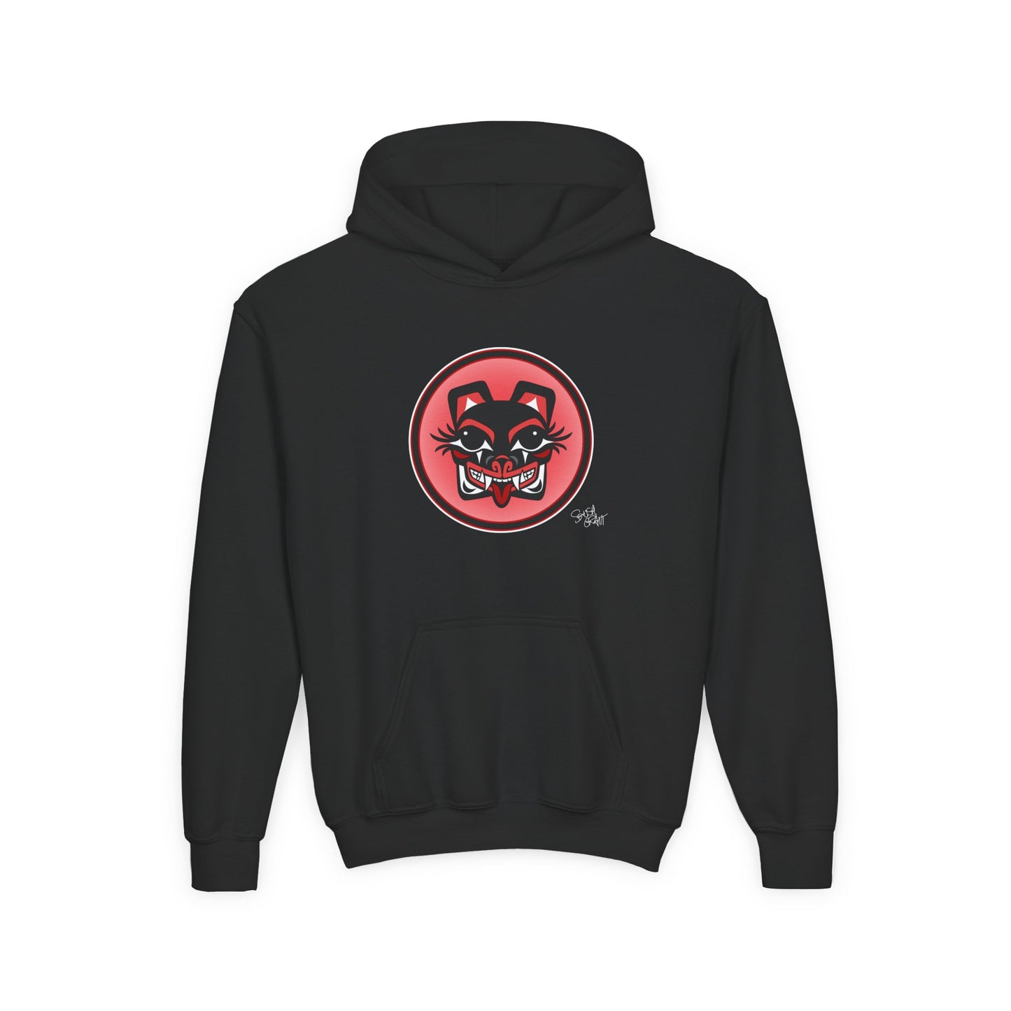 Mama Bear Baller Kids Hoodie – Coast Salish Bear Head Circle Crest for Children