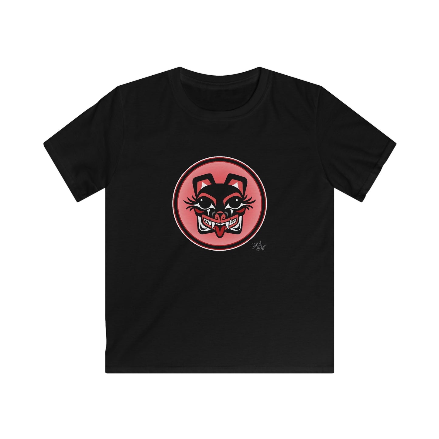 Mama Bear Baller Kids T-Shirt – Coast Salish Bear Head Circle Crest for Children