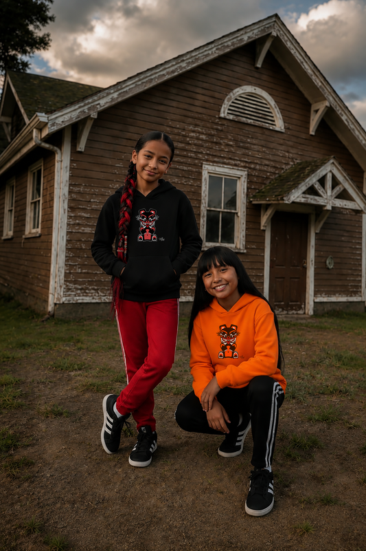 Mama Bear Kids Hoodie – Coast Salish Bear Art for Children