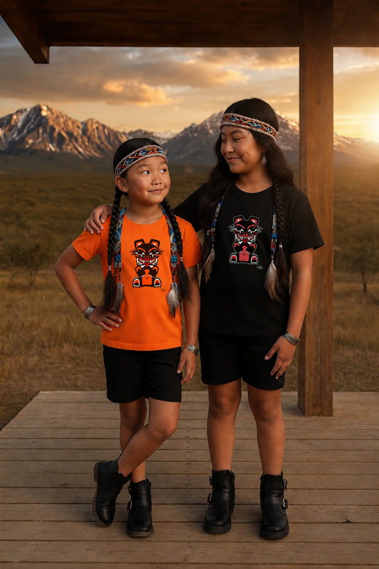 Mama Bear Kids T-Shirt – Coast Salish Bear Art for Children