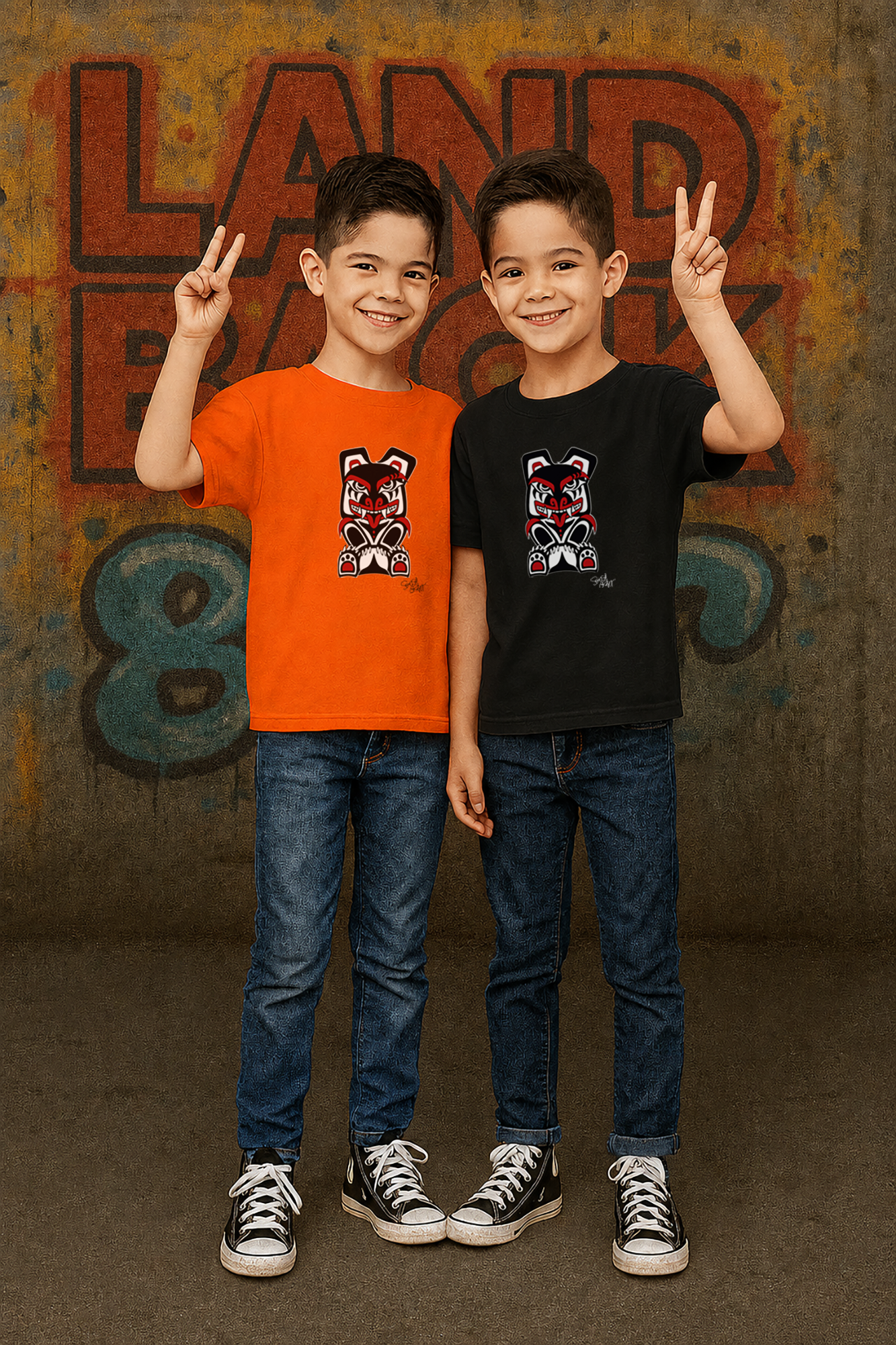 Papa Bear Kids T-Shirt – Coast Salish Bear Art for Children