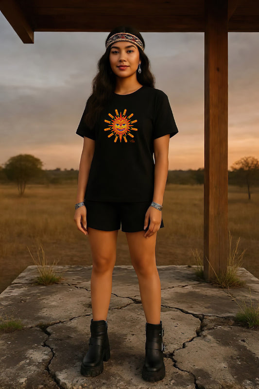 Summer Solstice Coast Salish T-Shirt for Women – Original Indigenous Sun Art