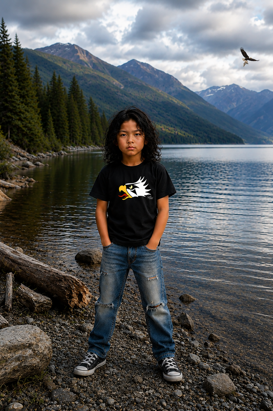 Eagle Head Kids T-Shirt – Coast Salish Eagle Crest Art for Children