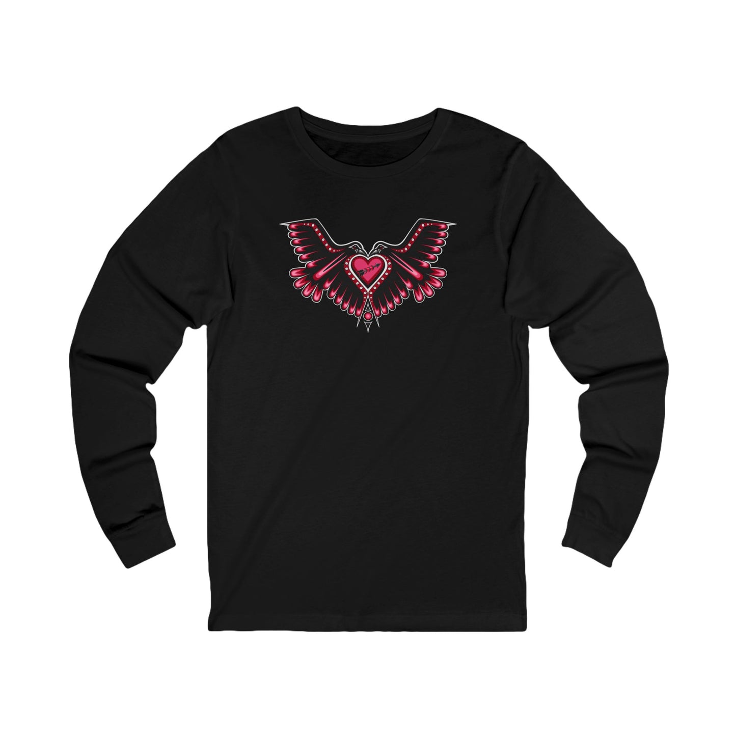 Love Birds Heart Long Sleeve T-Shirt – One I Am One With Coast Salish Art for Women