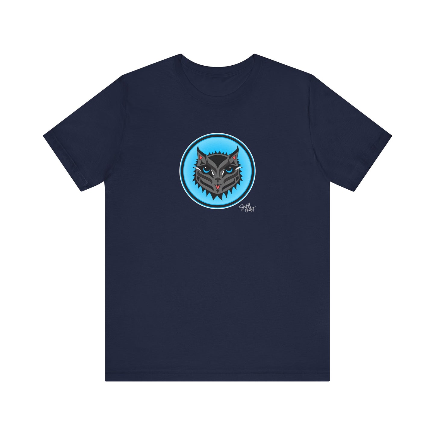Boujee Rez Cat Blue Baller Circle Crest T-Shirt – Coast Salish Cat Art for Women
