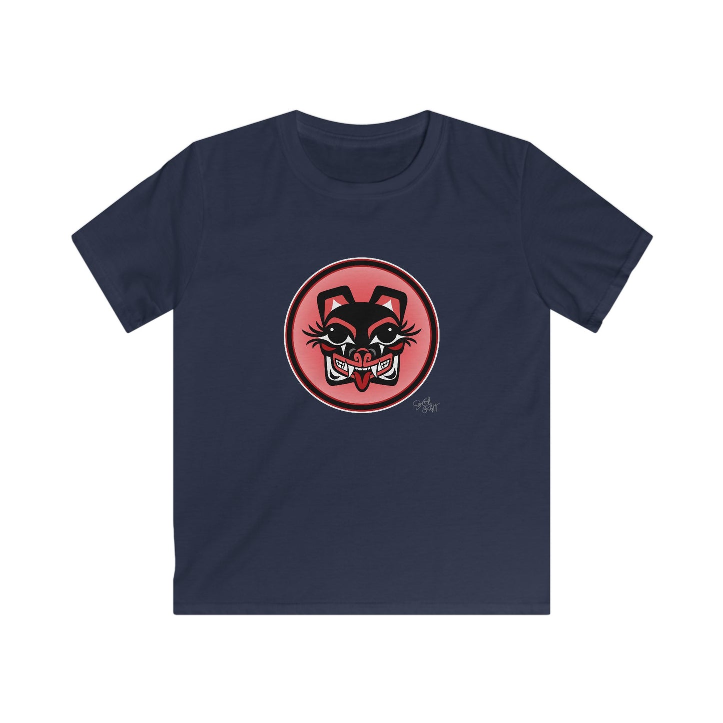 Mama Bear Baller Kids T-Shirt – Coast Salish Bear Head Circle Crest for Children