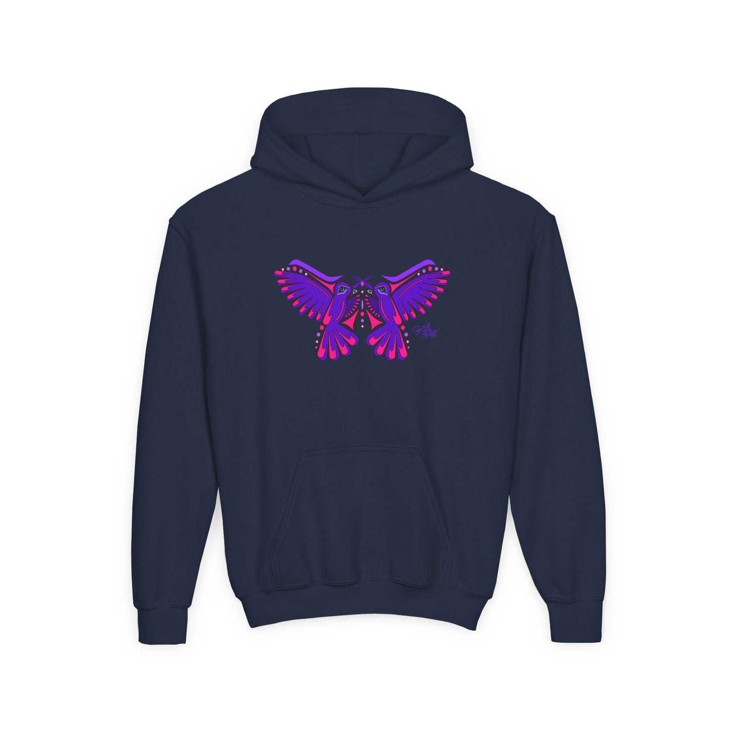 Hummingbird Purple Butterfly Kids Hoodie – Coast Salish Art for Children