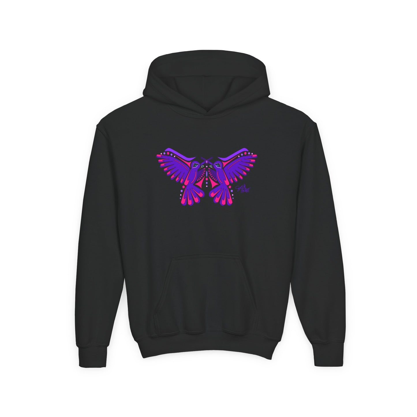 Hummingbird Purple Butterfly Kids Hoodie – Coast Salish Art for Children