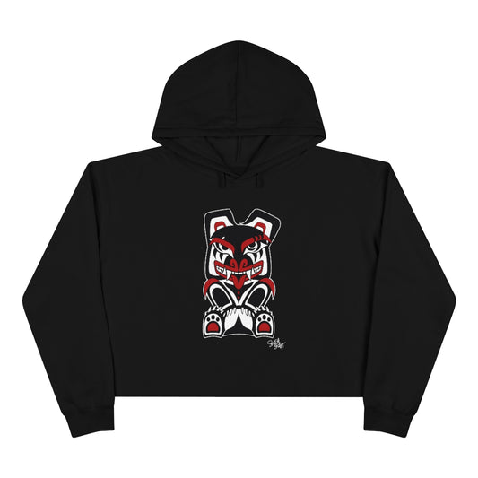 Salish Grant - Papa Bear Crop Hoodie authentic Coast Salish art Canada