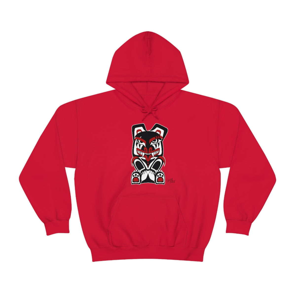 Salish Grant - Papa Bear Hoodie authentic Coast Salish art Streetwear Red