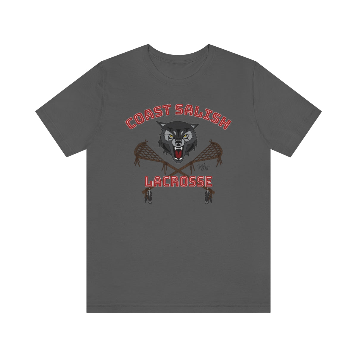 Salish Grant - Wolf Pack Lacrosse Team T-Shirt Coast Salish art Canada Asphalt