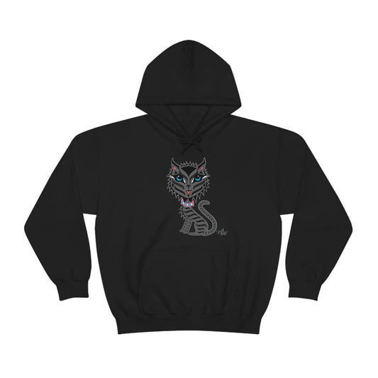 Salish Grant - Boujee Rez Cat Hoodie authentic Coast Salish art Black