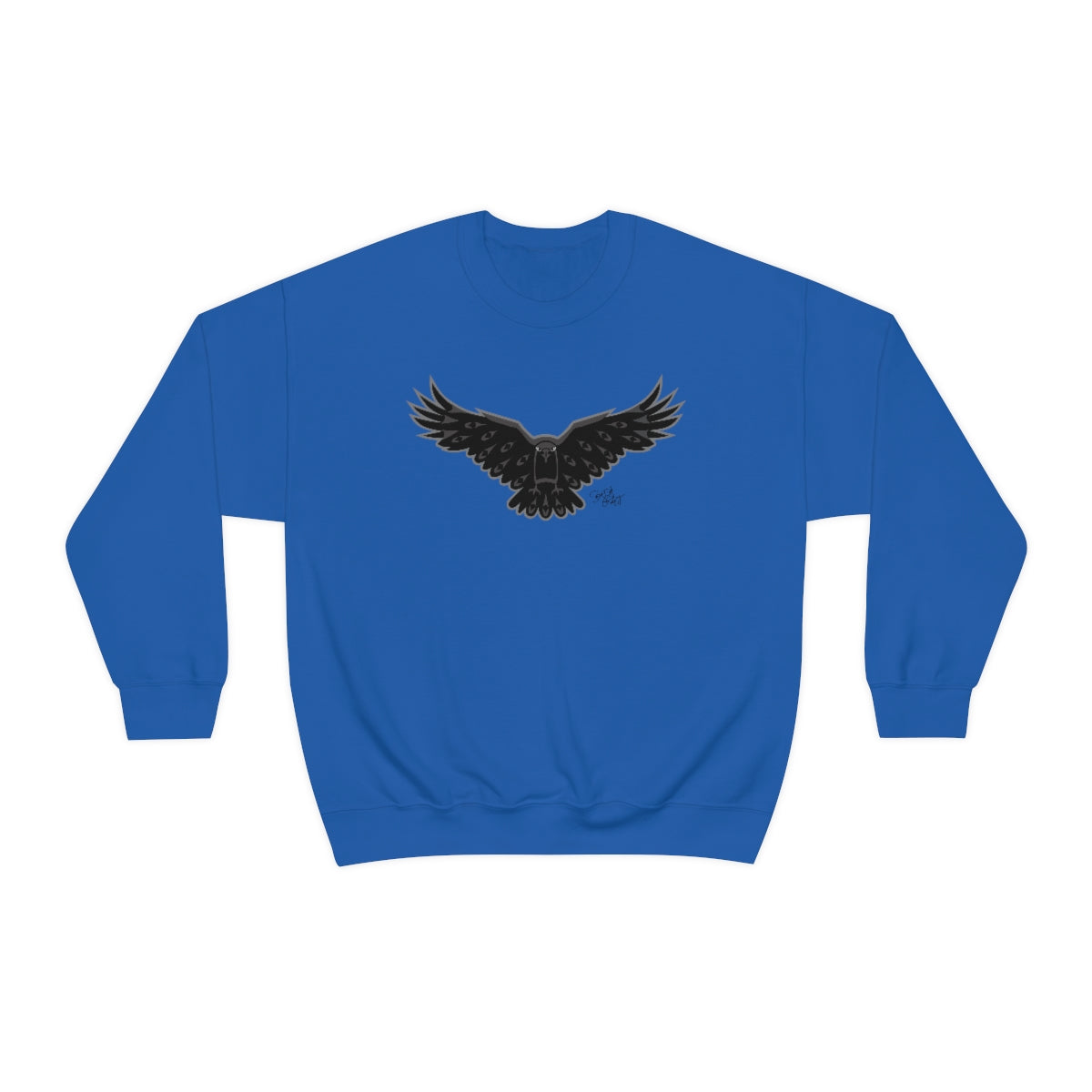 Salish Grant - Crow Sweatshirt authentic Coast Salish art Streetwear Royal Blue