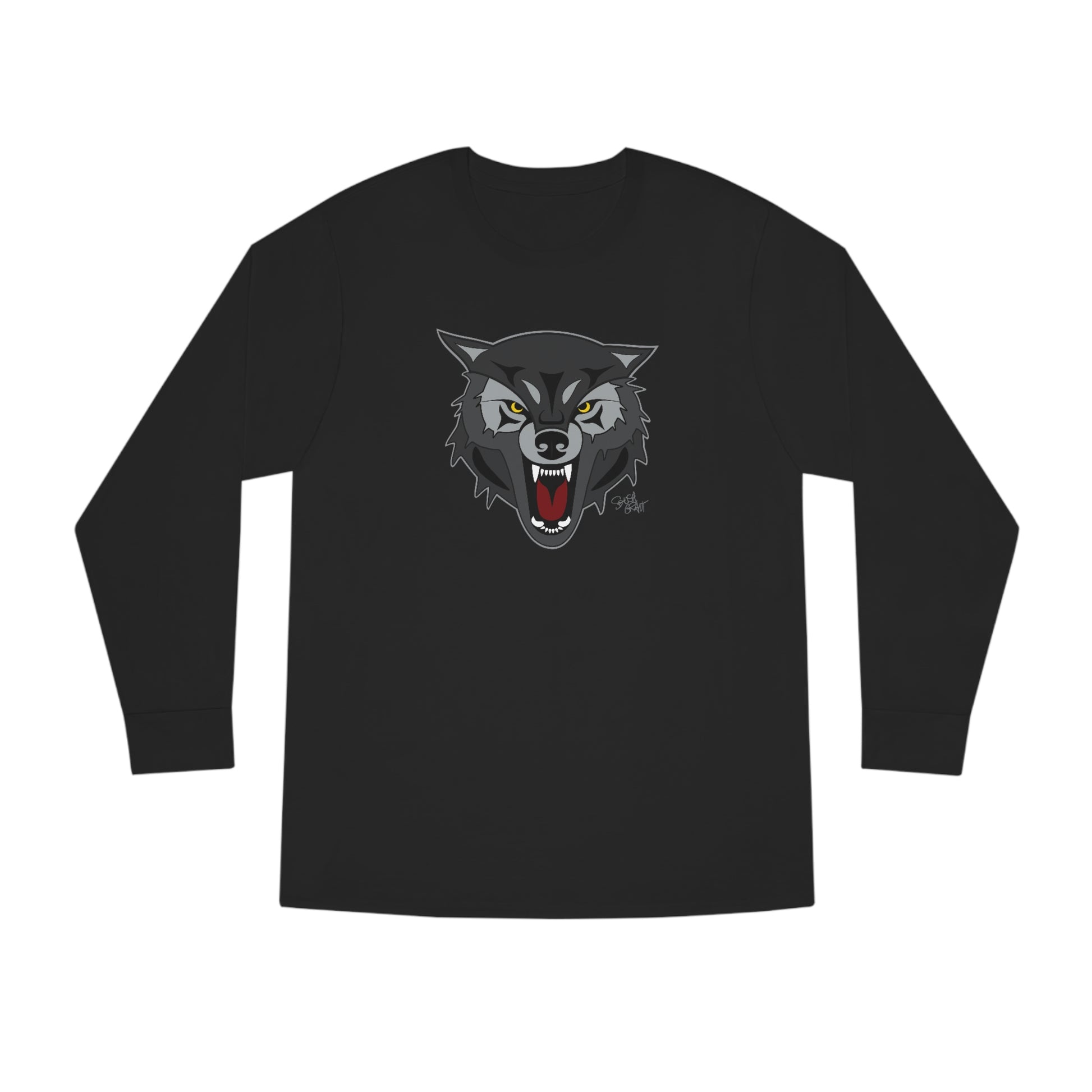 Salish Grant - Wolf Long Sleeve T-shirt authentic Coast Salish art Black