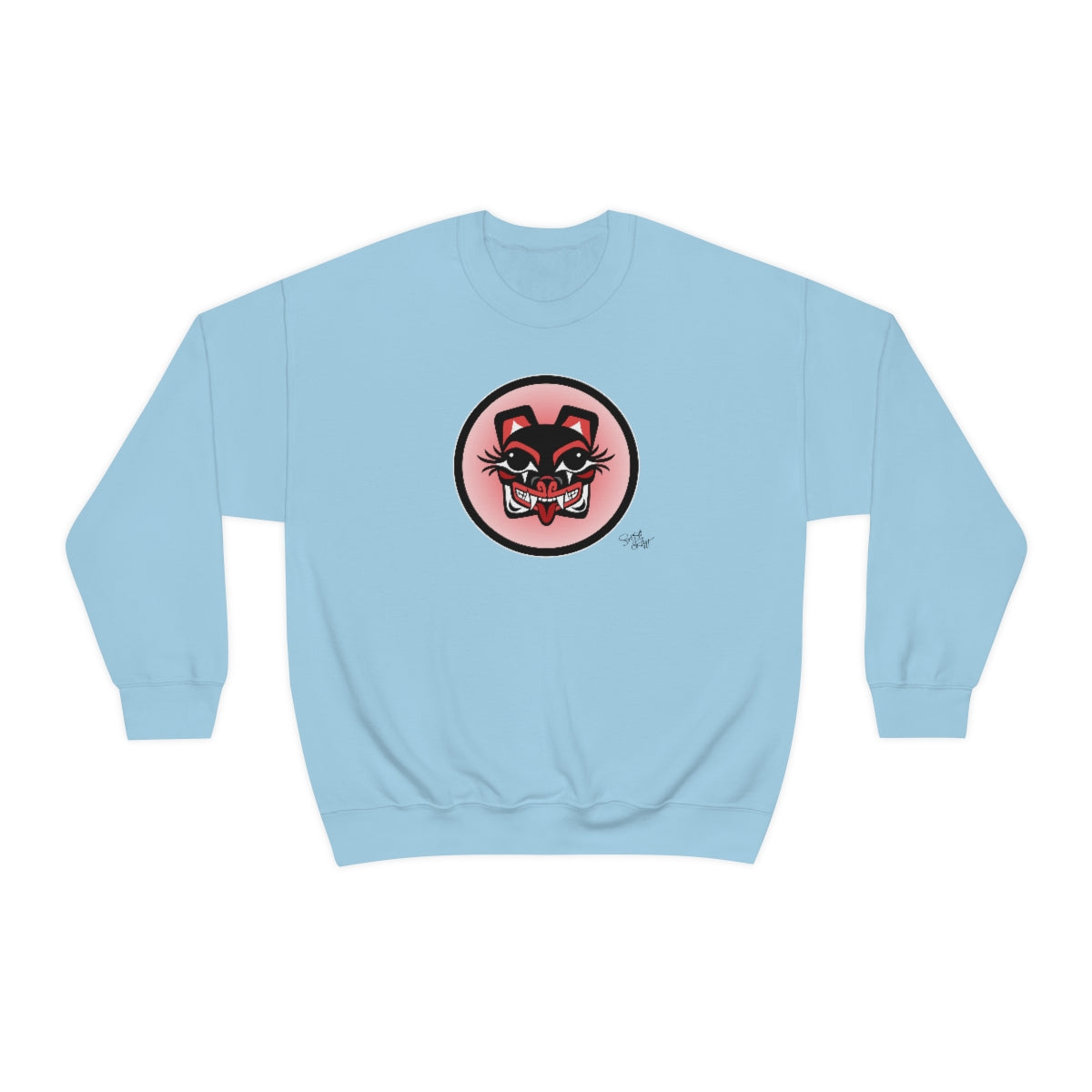 Salish Grant - Mama Bear Baller Sweatshirt Coast Salish art Canada Light Blue