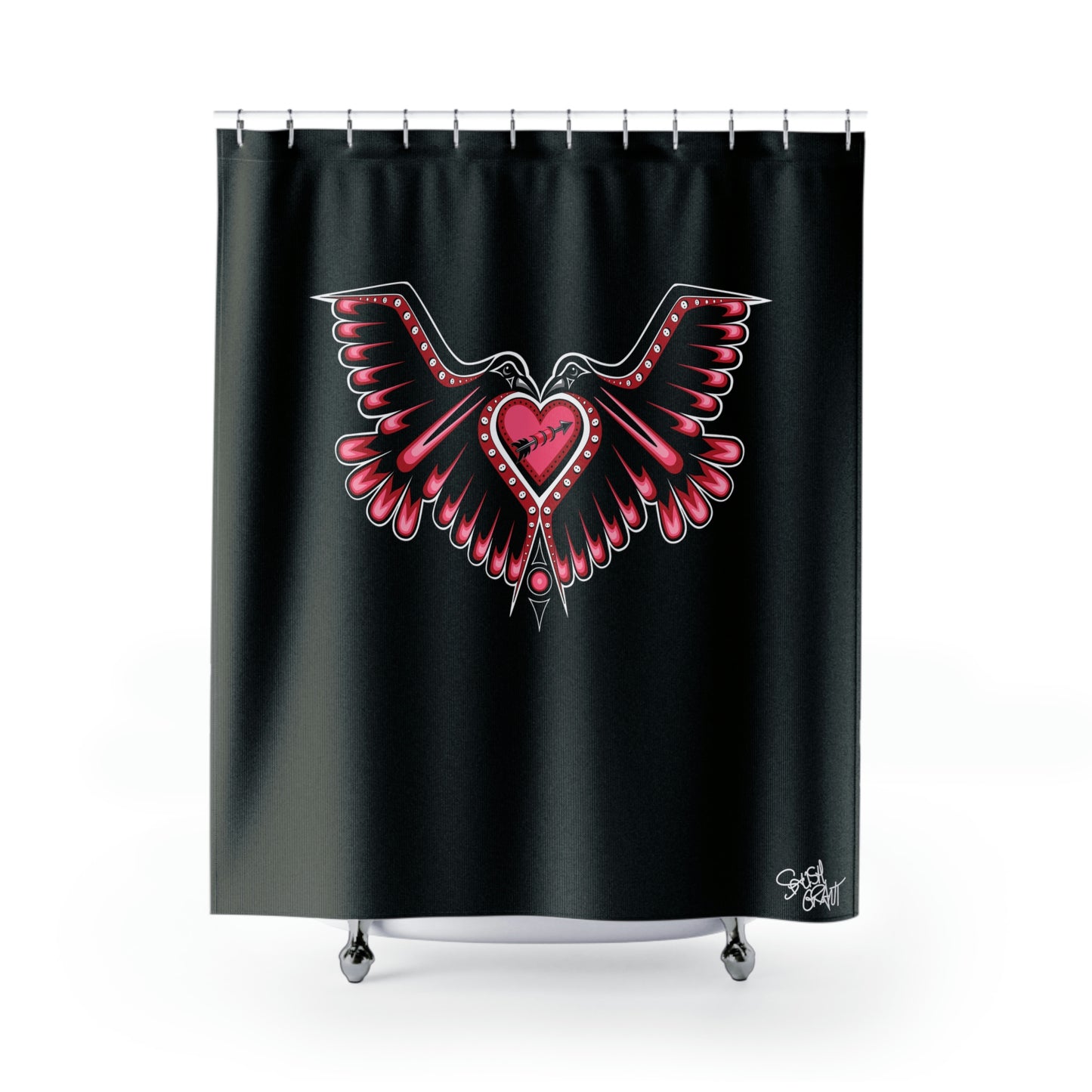 Salish Grant - Nith Ne Snaw Nutsa Shower Curtain Black