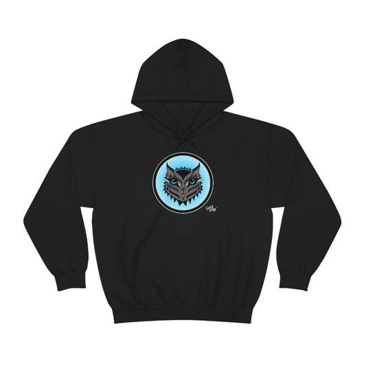 Salish Grant - Boujee Rez Cat Blue Baller Hoodie Coast Salish art Black