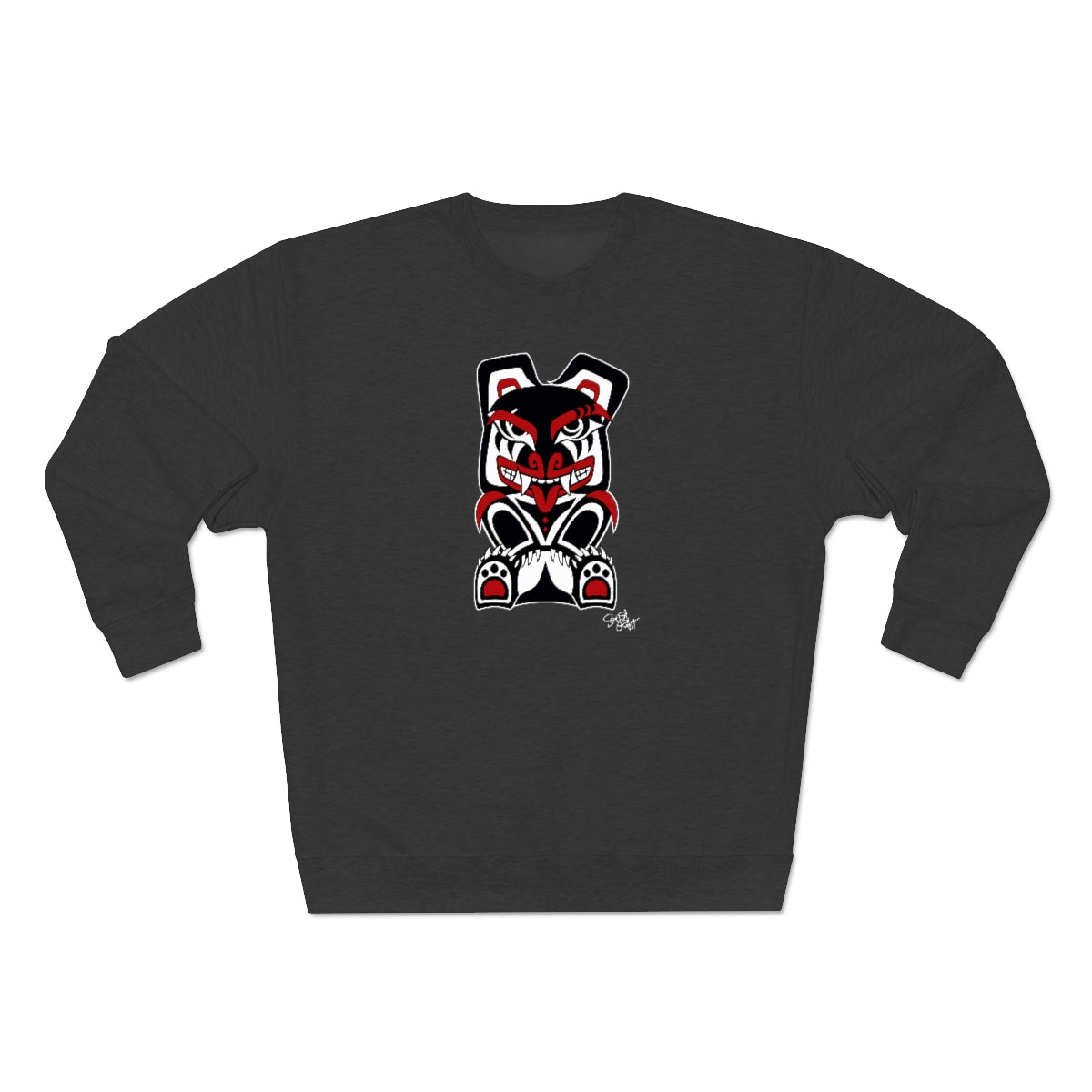 Salish Grant - Papa Bear Premium Sweatshirt authentic Coast Salish art Heather Charcoal