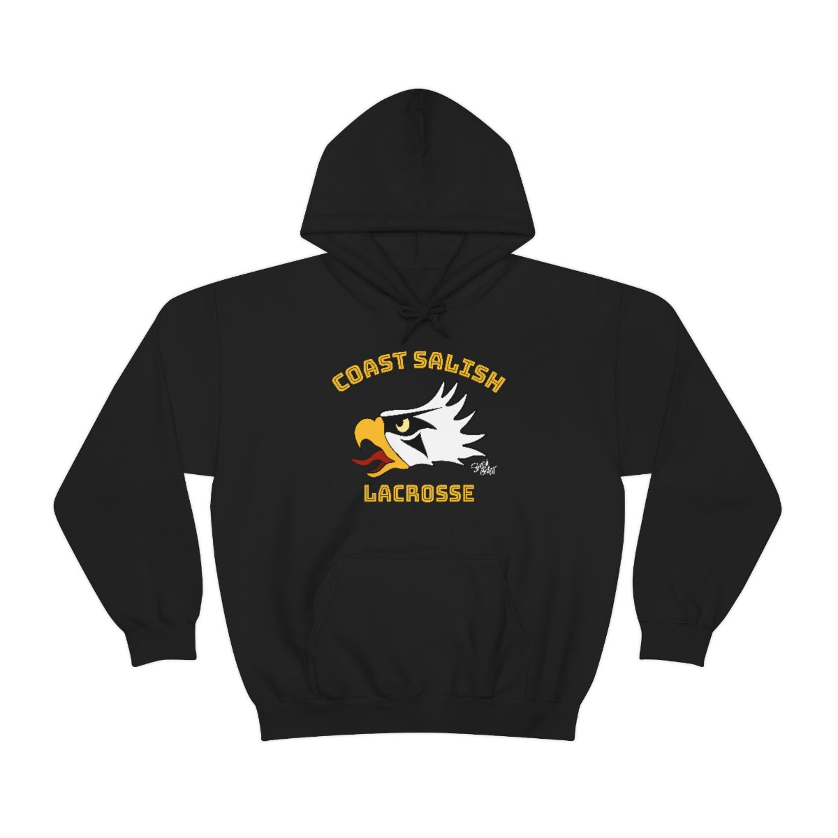 Salish Grant - Eagle Head Lacrosse Team Hoodie Coast Salish art Canada Black