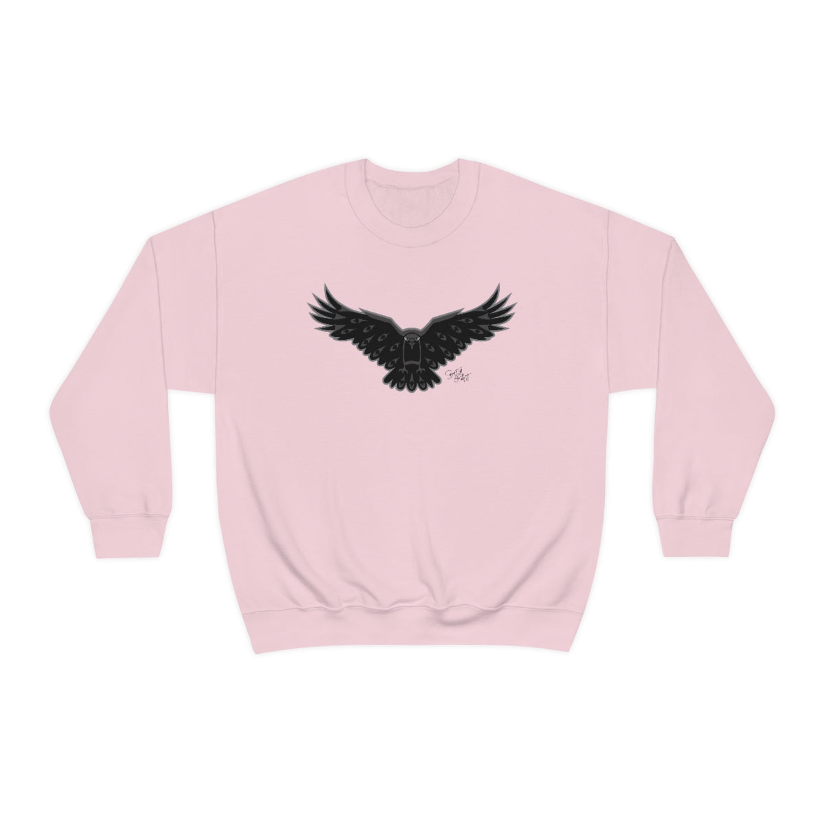 Salish Grant - Crow Sweatshirt authentic Coast Salish art Streetwear Light Pink