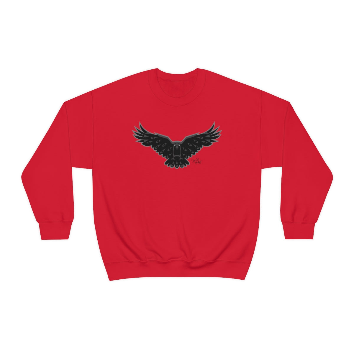 Salish Grant - Crow Sweatshirt authentic Coast Salish art Streetwear Red