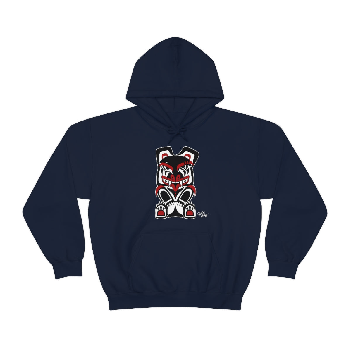 Salish Grant - Papa Bear Hoodie authentic Coast Salish art Streetwear Navy Blue