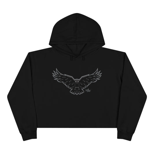 Salish Grant - Crow Crop Hoodie authentic Coast Salish Streetwear Black