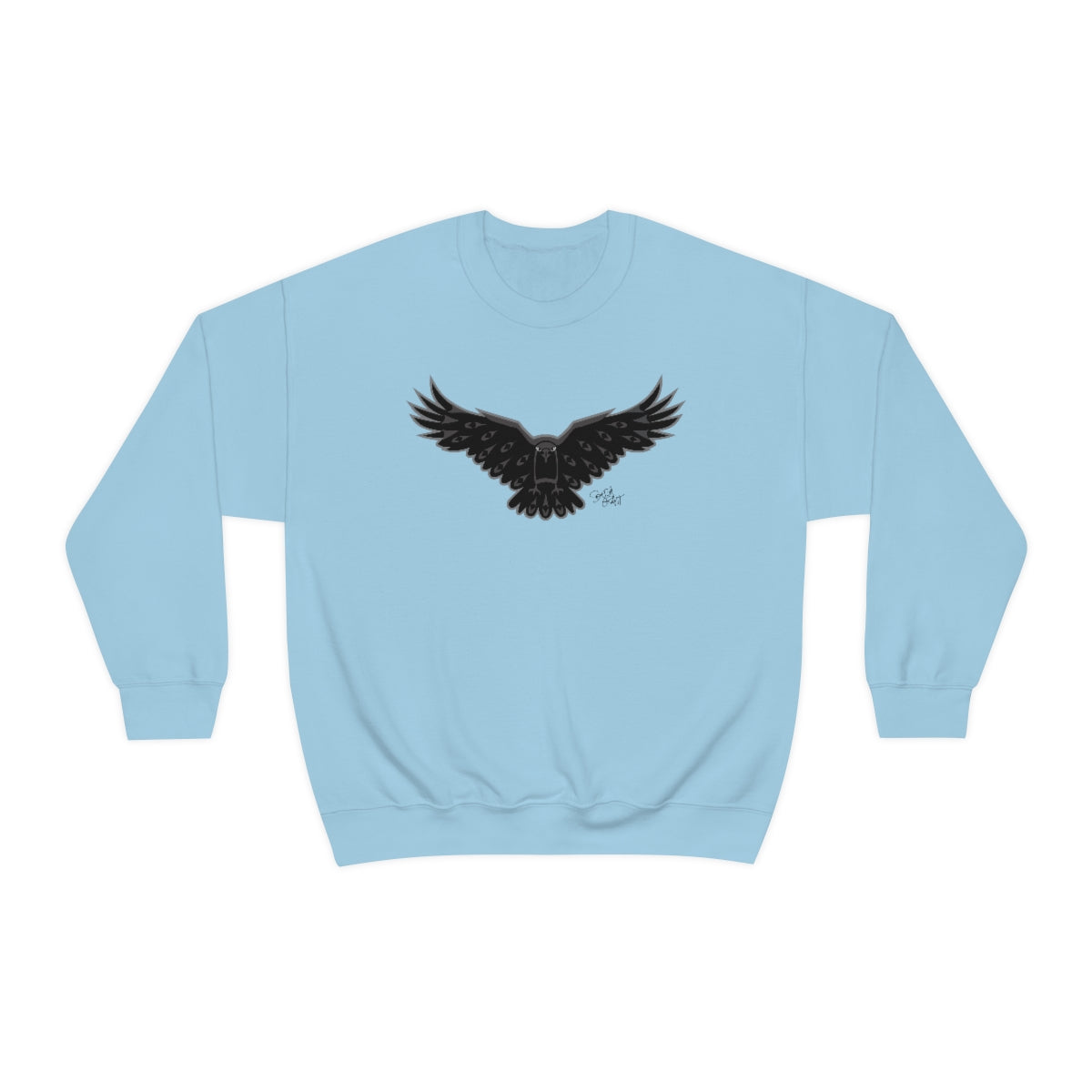 Salish Grant - Crow Sweatshirt authentic Coast Salish art Streetwear Light Blue