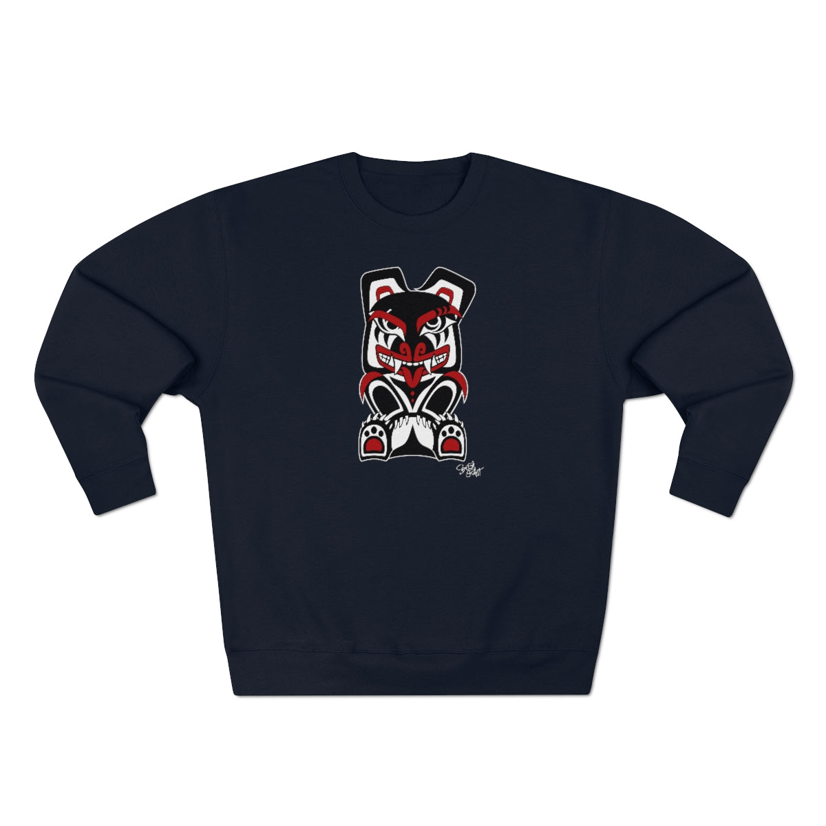 Salish Grant - Papa Bear Premium Sweatshirt authentic Coast Salish art Navy Blue