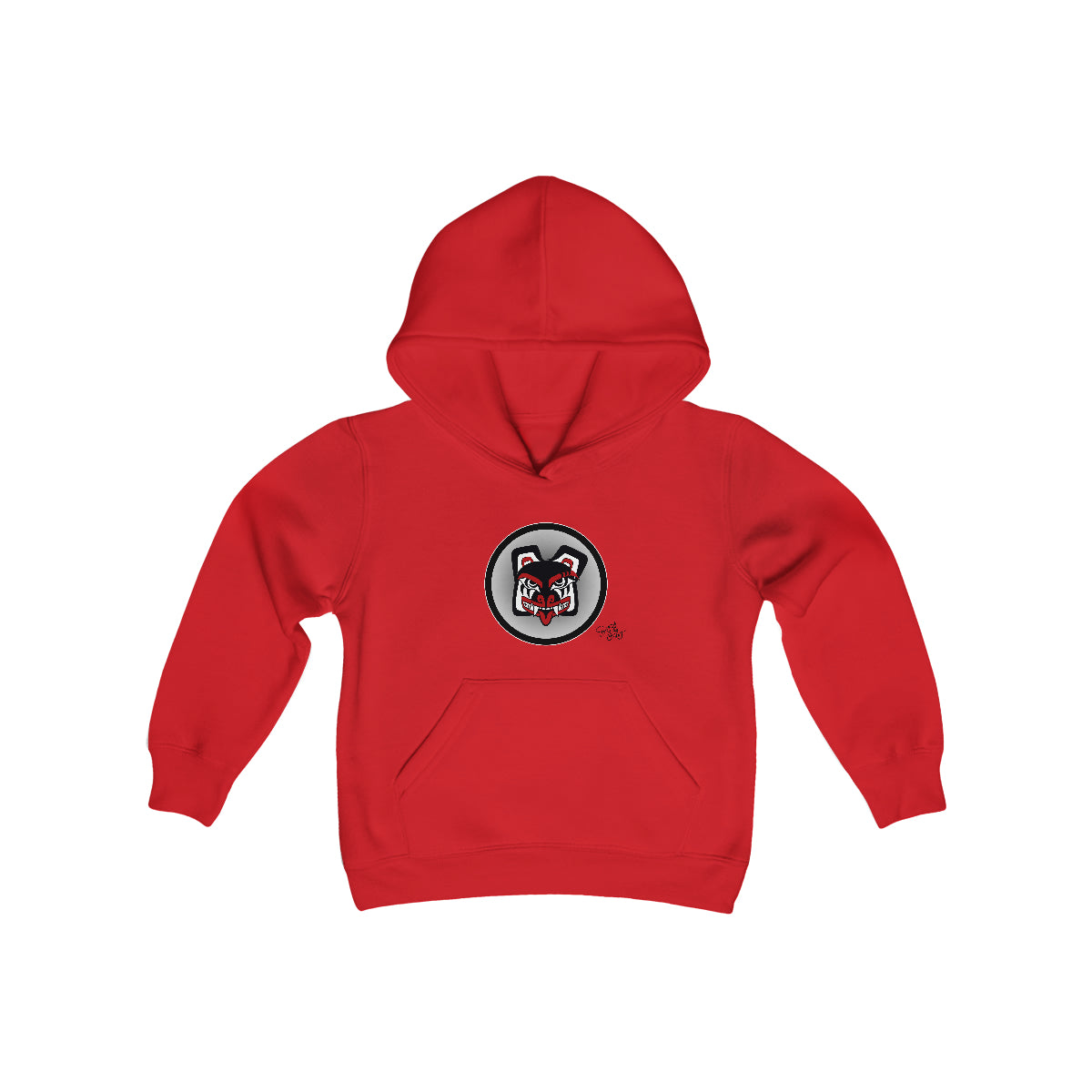 Salish Grant - Papa Bear Baller Kid's Hoodie Coast Salish art Canada Red