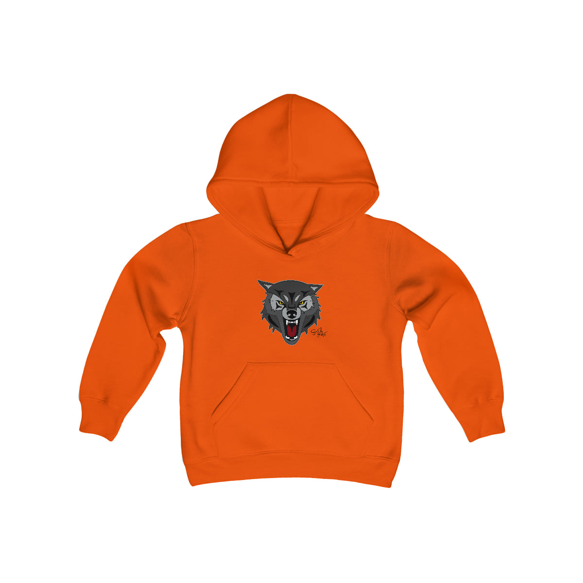 Salish Grant - Wolf Kid's Hoodie authentic Coast Salish art Canada Orange Day