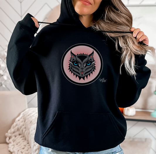 Salish Grant - Boujee Rez Cat Salmon Baller Hoodie Coast Salish art Black