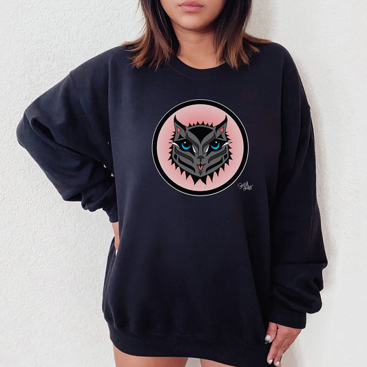 Salish Grant - Boujee Rez Cat Salmon Baller sweatshirt Coast Salish  Navy Blue