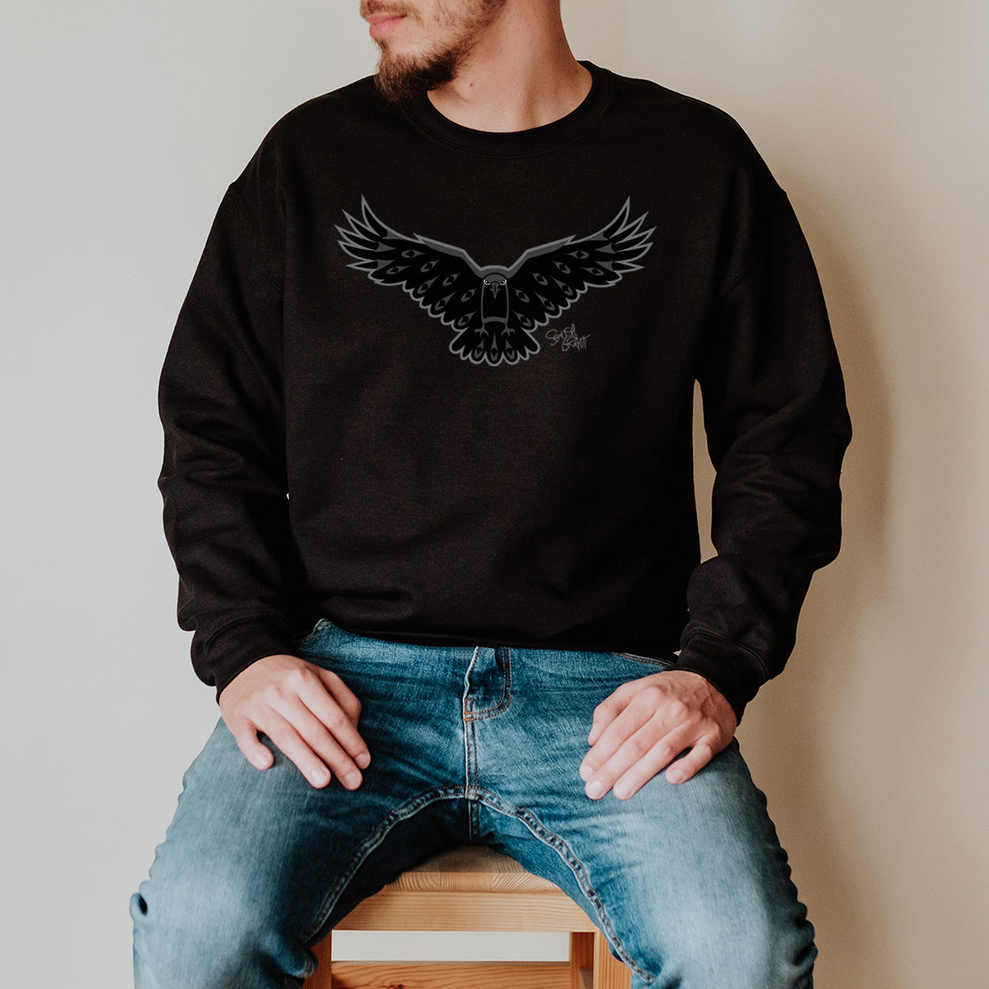 Salish Grant - Crow Sweatshirt authentic Coast Salish art Streetwear Black