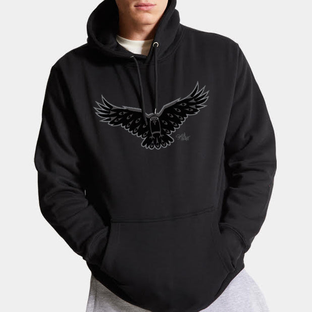 Salish Grant - Crow Premium Hoodie authentic Coast Salish art Canada Black