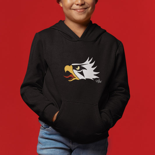 Salish Grant - Eagle Head Kid's Hoodie authentic Coast Salish art Black