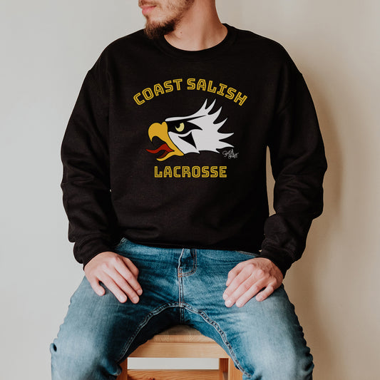 Salish Grant - Eagle Head Lacrosse Team Sweatshirt Coast Salish art Black