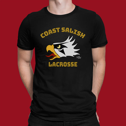 Salish Grant - Eagle Head Lacrosse Team T-Shirt Coast salish art Black