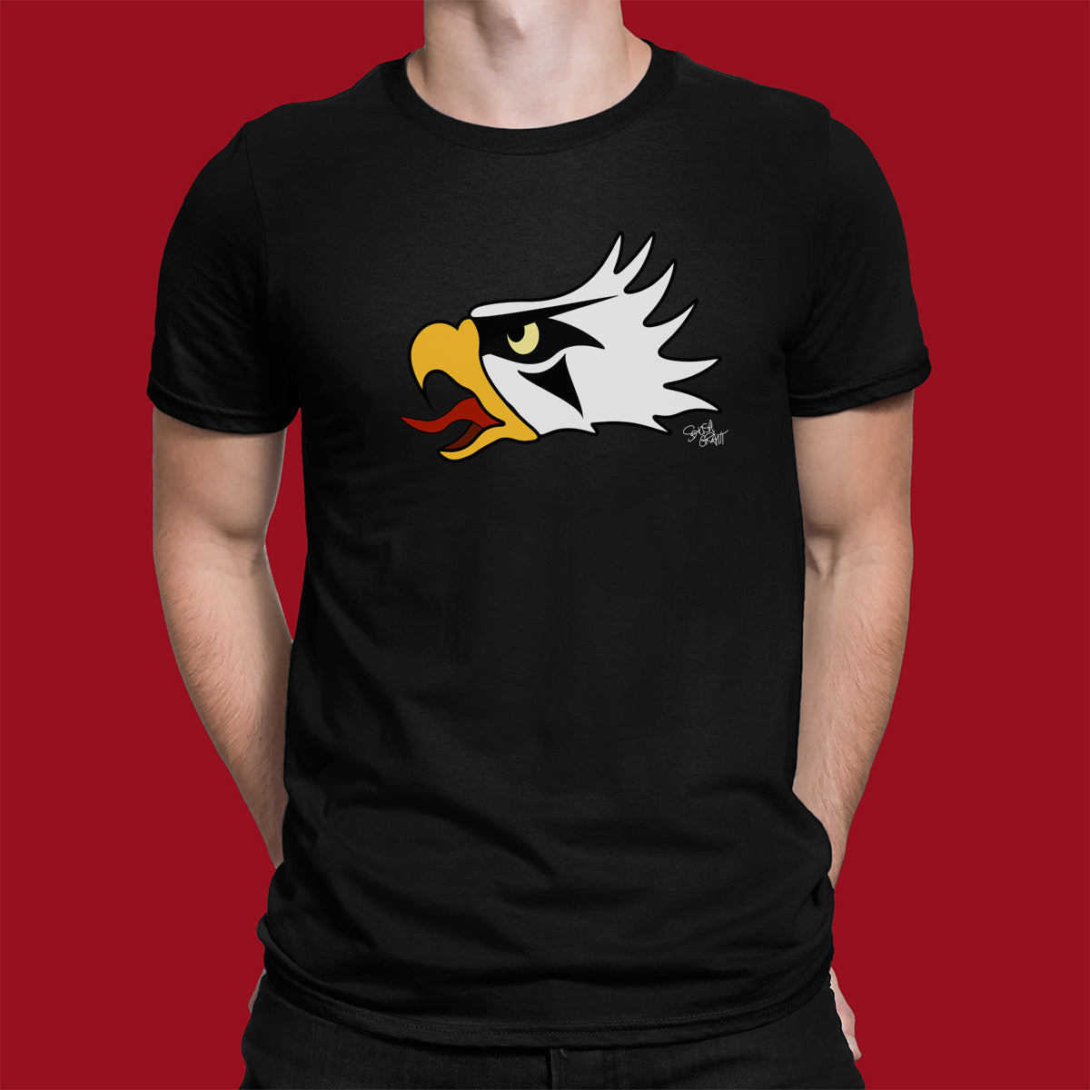 Salish Grant - Eagle Head T-Shirt authentic Coast Salish Streetwear Black