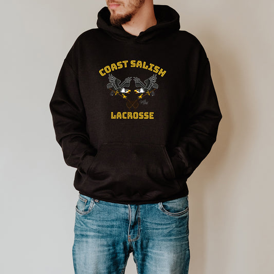 Salish Grant - Eagles Lacrosse Team Hoodie Coast Salish art Canada Black