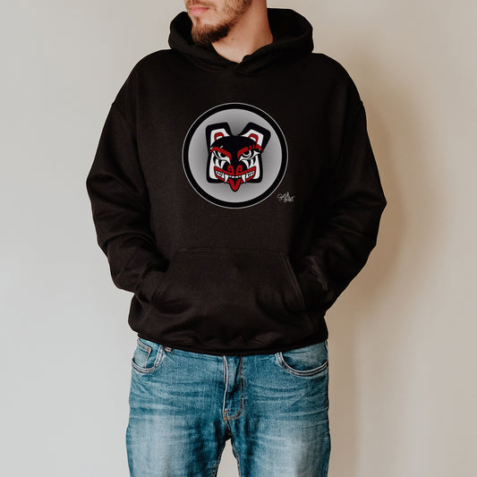 Salish Grant - Papa Bear Baller Hoodie authentic Coast Salish art Black