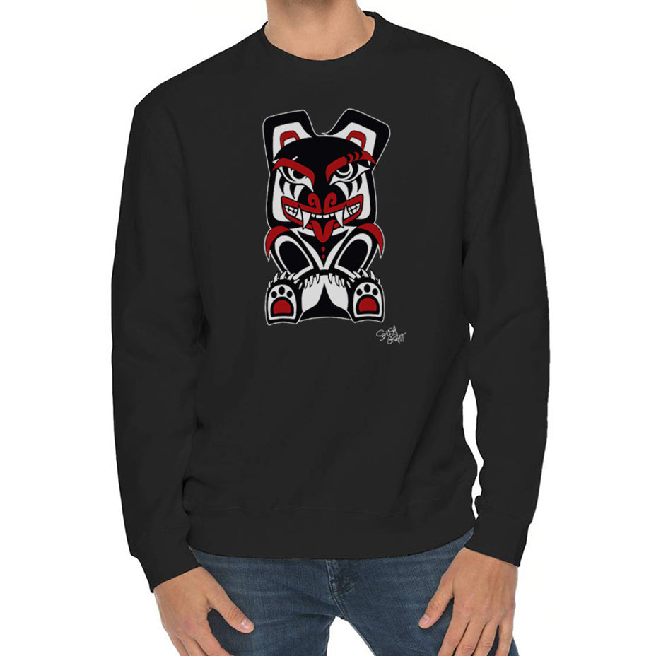 Salish Grant - Papa Bear Premium Sweatshirt authentic Coast Salish art Black