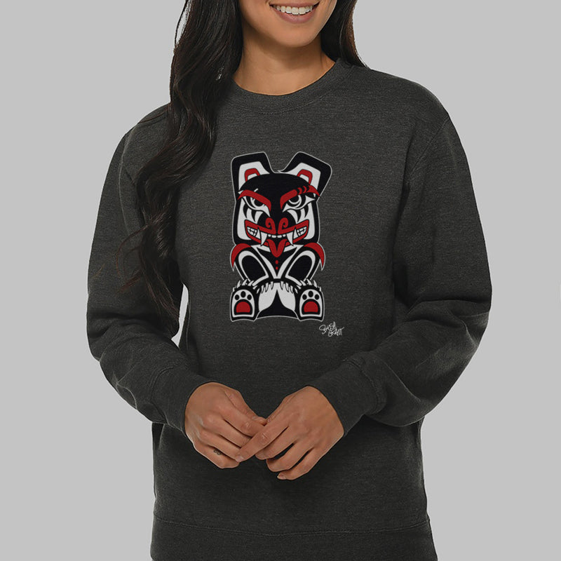 Salish Grant - Papa Bear Premium Sweatshirt authentic Coast Salish art Heather Charcoal