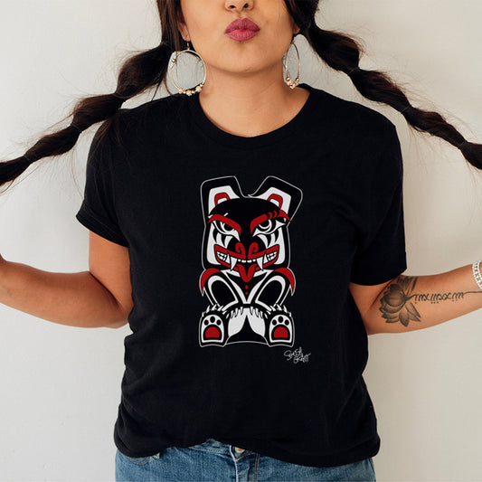 Salish Grant - Papa Bear T-shirt authentic Coast Salish Art Canada Black