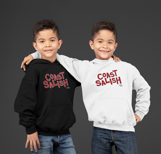 Salish Grant - Coast Salish Kid's Hoodie authentic art Vancouver Canada Black & White