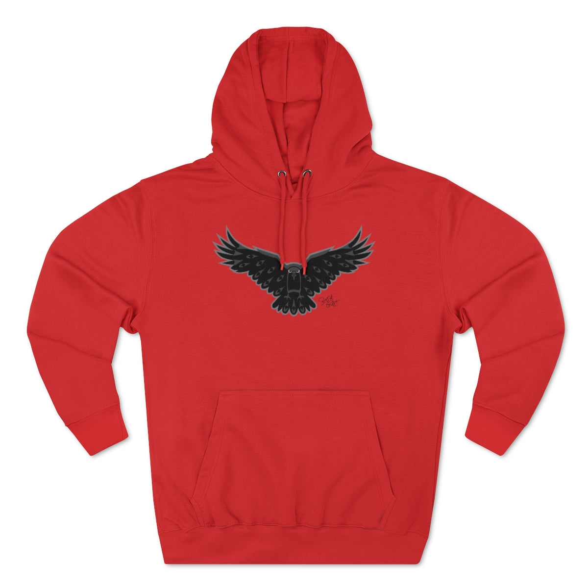 Salish Grant - Crow Premium Hoodie authentic Coast Salish art Canada Red