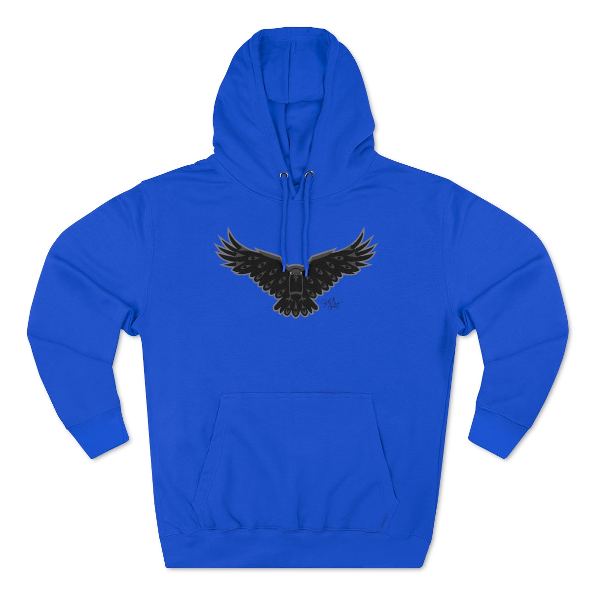 Salish Grant - Crow Premium Hoodie authentic Coast Salish art Canada Royal Blue