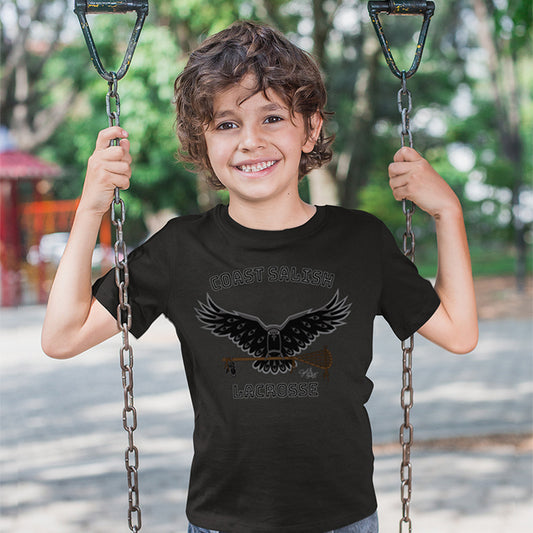 Salish Grant - Crows Lacrosse Team Kid's T-shirt Coast Salish Canada Black