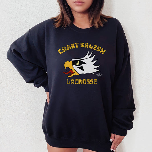 Salish Grant - Eagle Head Lacrosse Team Sweatshirt Coast Salish Canada Navy Blue